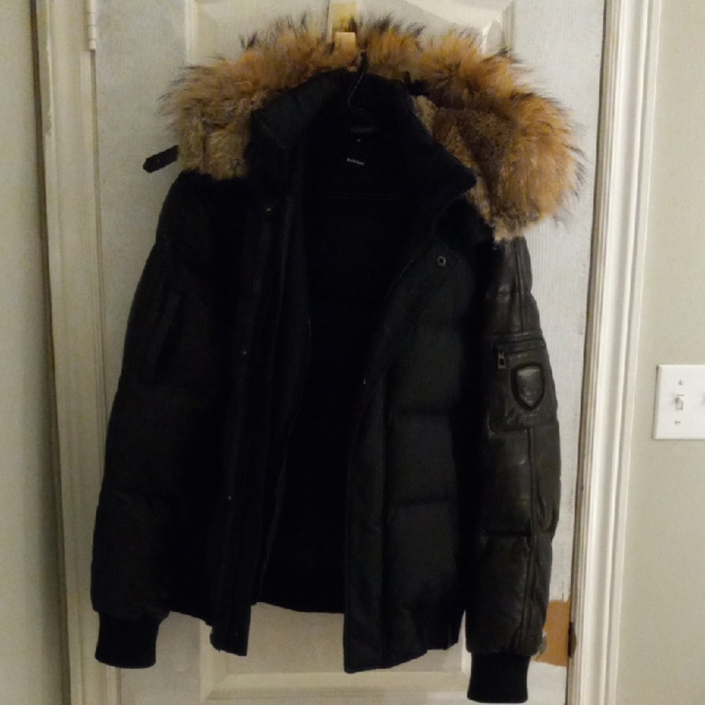 RUDSAK Black Puffer Jacket with Fur Hood